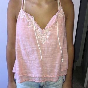 Pink v-neck tank top